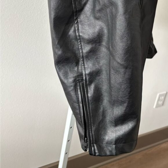 Rue 21+ Jacket 3X Retro Moto Zip Faux Leather Hood Mixed Media Streetwear Grunge - Picture 7 of 11